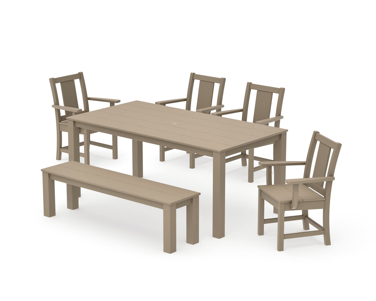 POLYWOOD Prairie 6-Piece Parsons Dining Set with Bench in Vintage Sahara