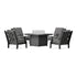 POLYWOOD Country Living Wovendale 5-Piece Deep Seating Set with Fire Pit Table in Black