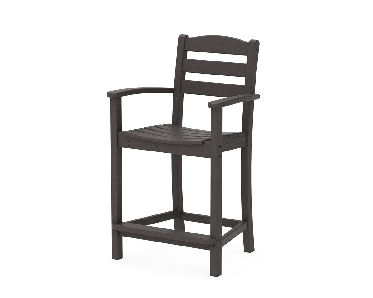 POLYWOOD La Casa Café Counter Arm Chair in Vintage Coffee