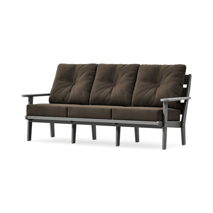 POLYWOOD Lakeside Deep Seating Sofa in Slate Grey / Canvas Java