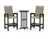 POLYWOOD Coastal Woven High-Back 3-Piece Farmhouse Bar Set in Black / Dune Grass