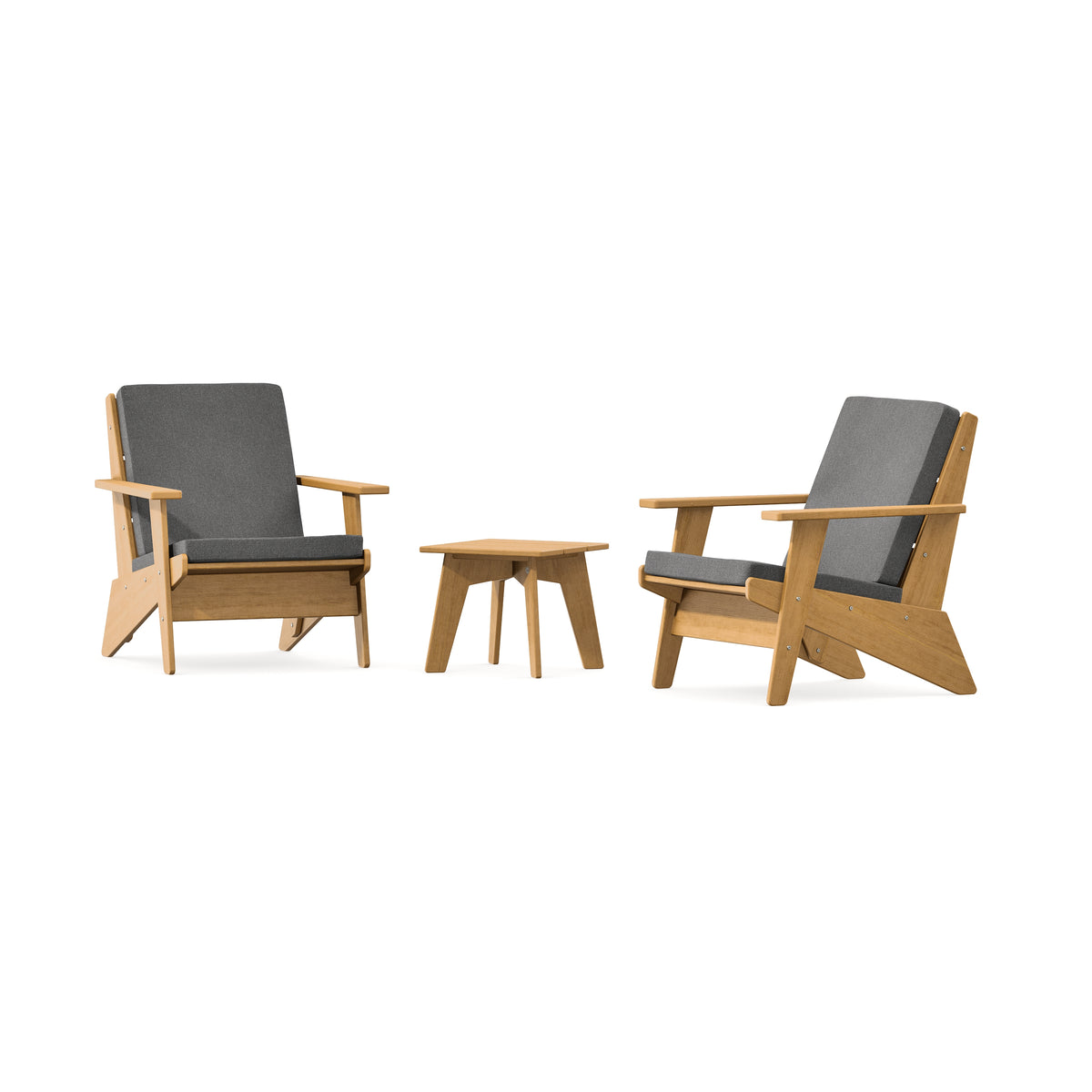 POLYWOOD Riviera Modern Lounge 3-Piece Set in Natural