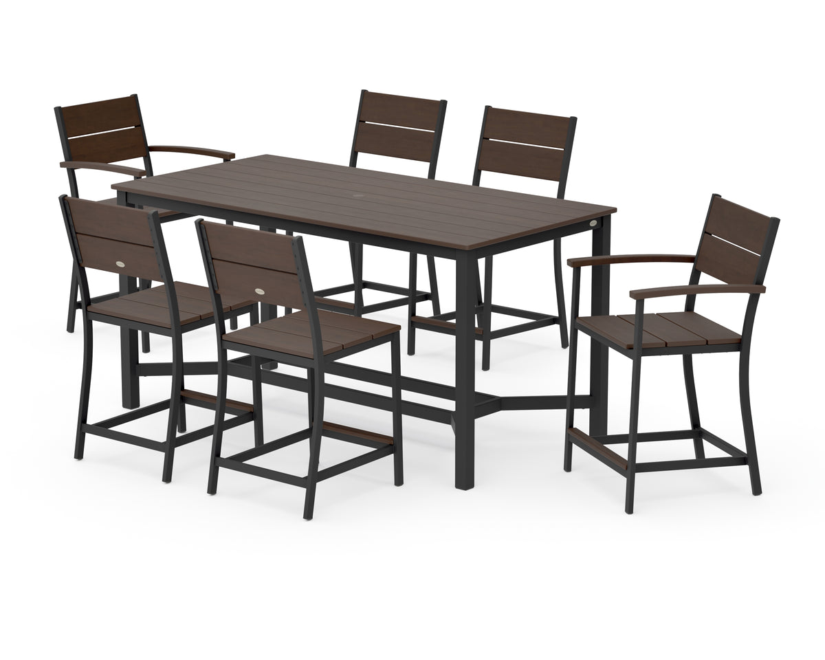 POLYWOOD Main Street 7-Piece Counter Set in Black / Kona