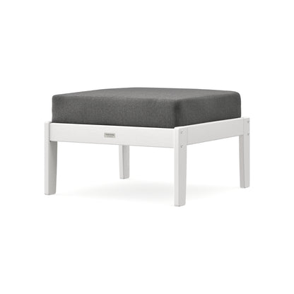 POLYWOOD Cottage Deep Seating Ottoman in Vintage White / Ash Charcoal