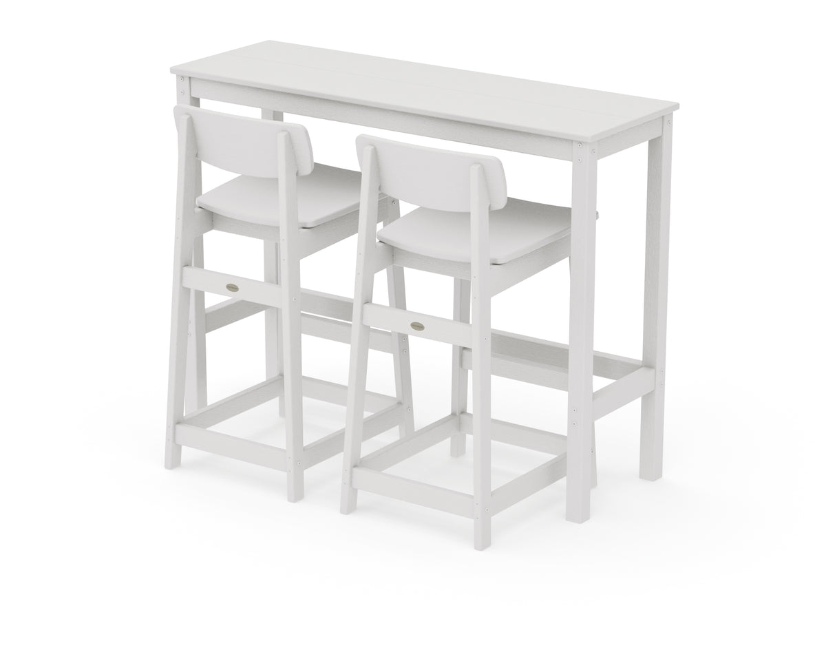 POLYWOOD Modern Studio Urban Lowback Bar Chair 3-Piece Balcony Set in Vintage White