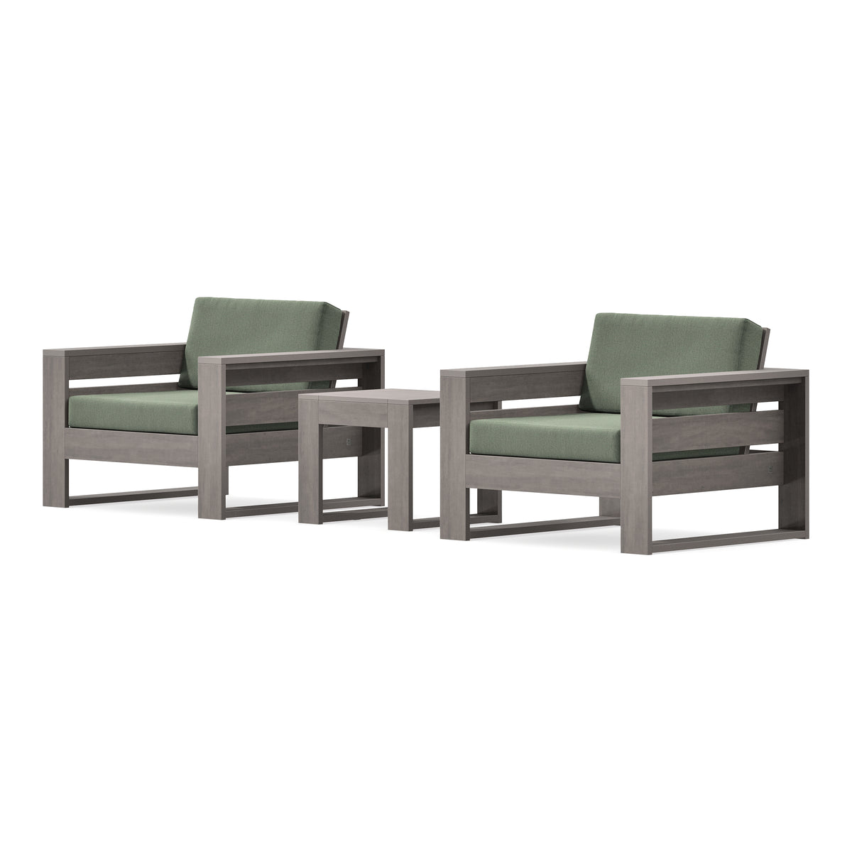 POLYWOOD PW Designer Series Latitude 3-Piece Lounge Chair Set in Driftwood / Cast Sage