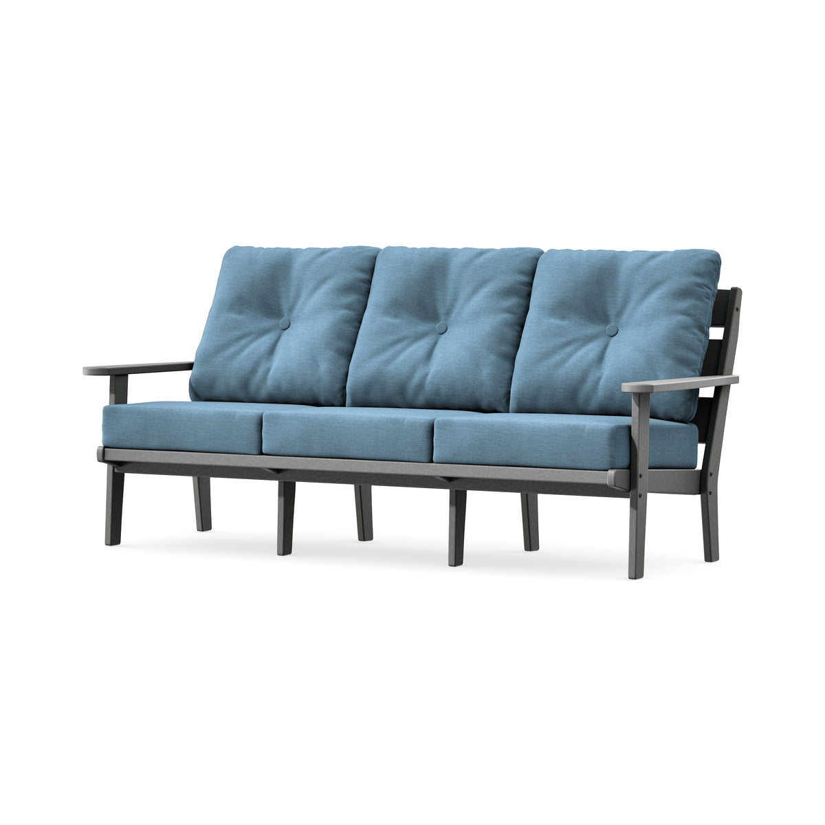 POLYWOOD Lakeside Deep Seating Sofa in Slate Grey / Sky Blue