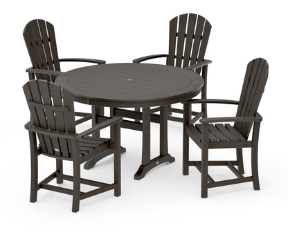 POLYWOOD Palm Coast 5-Piece Round Dining Set in Vintage Coffee