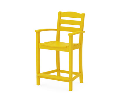 POLYWOOD La Casa Café Counter Arm Chair in Lemon