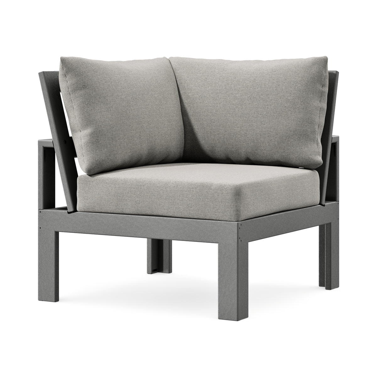 POLYWOOD Modular Corner Chair in Slate Grey / Weathered Tweed