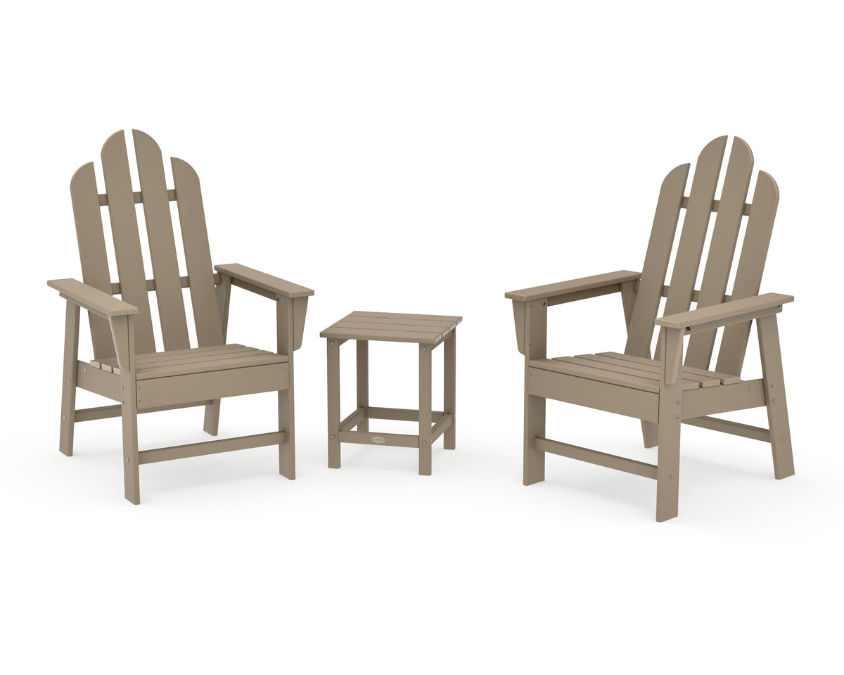 POLYWOOD Long Island 3-Piece Upright Adirondack Chair Set in Vintage Sahara
