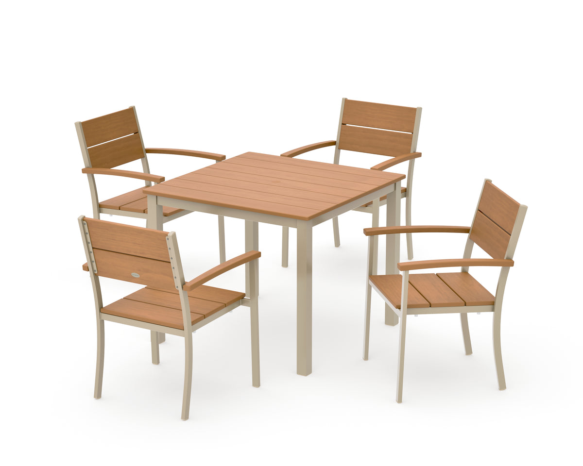 POLYWOOD Main Street 5-Piece Dining Set with Main Street 36" x 36" Dining Table in Sand / Natural