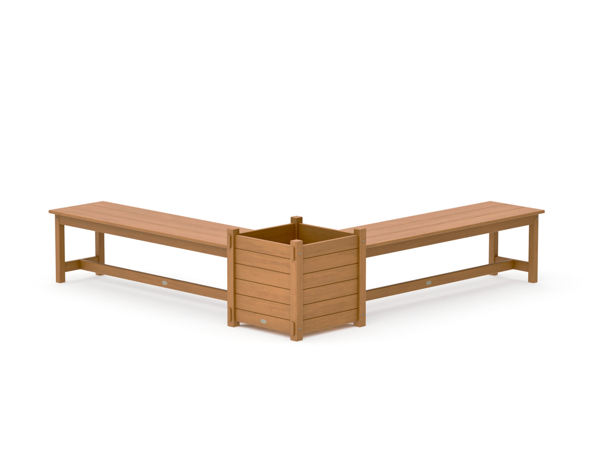 POLYWOOD 60" Nautical L-Shaped Planter Bench Set - Large in Natural