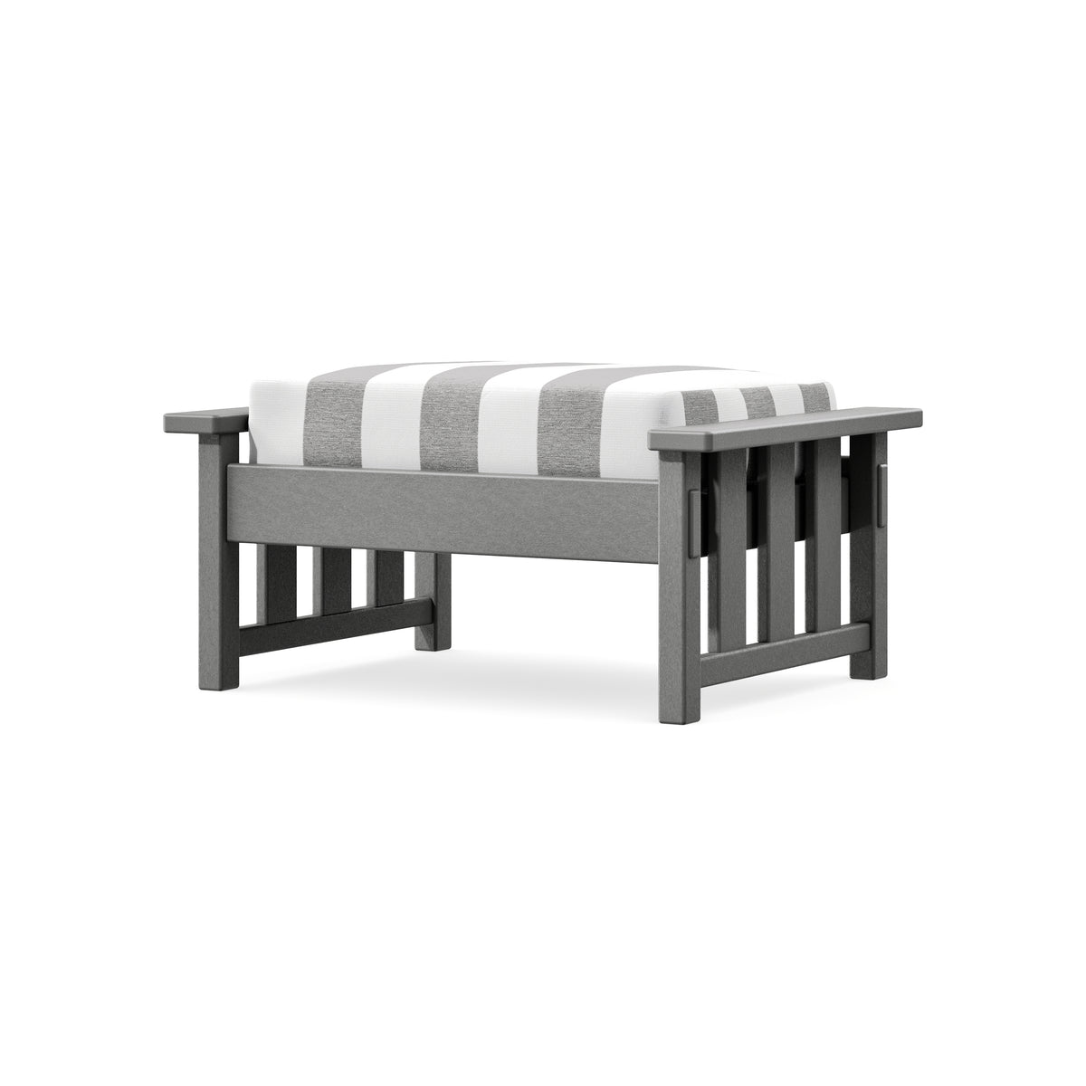 POLYWOOD Acadia Deep Seating Ottoman in Slate Grey / Cabana Stripe Grey Mist