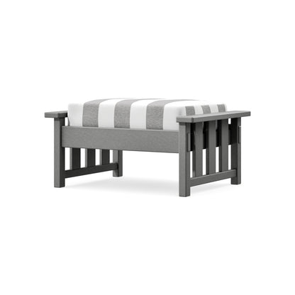 POLYWOOD Acadia Deep Seating Ottoman in Slate Grey / Cabana Stripe Grey Mist