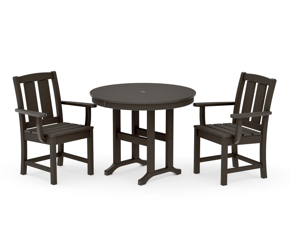 POLYWOOD Mission 3-Piece Farmhouse Dining Set in Vintage Coffee