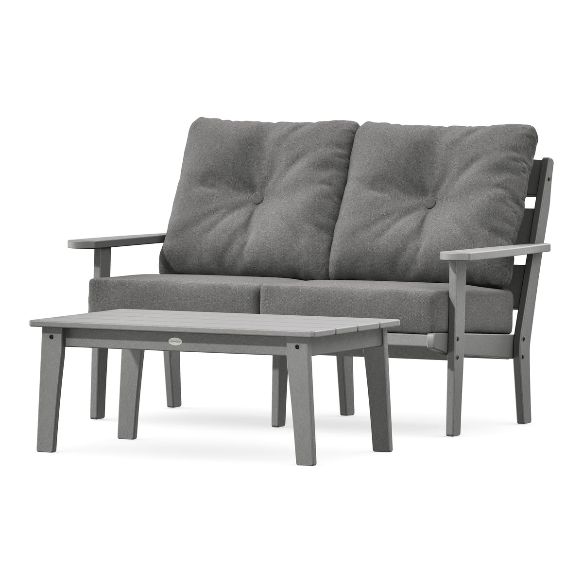 POLYWOOD Lakeside 2-Piece Lounge Loveseat Set in Slate Grey