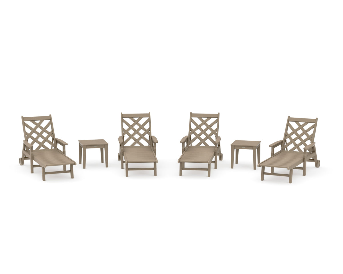 POLYWOOD Wovendale 6-Piece Chaise Set with Arms and Wheels in Vintage Sahara