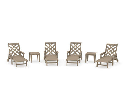 POLYWOOD Wovendale 6-Piece Chaise Set with Arms and Wheels in Vintage Sahara