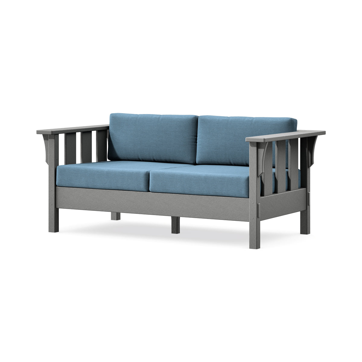 POLYWOOD Acadia Deep Seating Loveseat in Slate Grey / Sky Blue