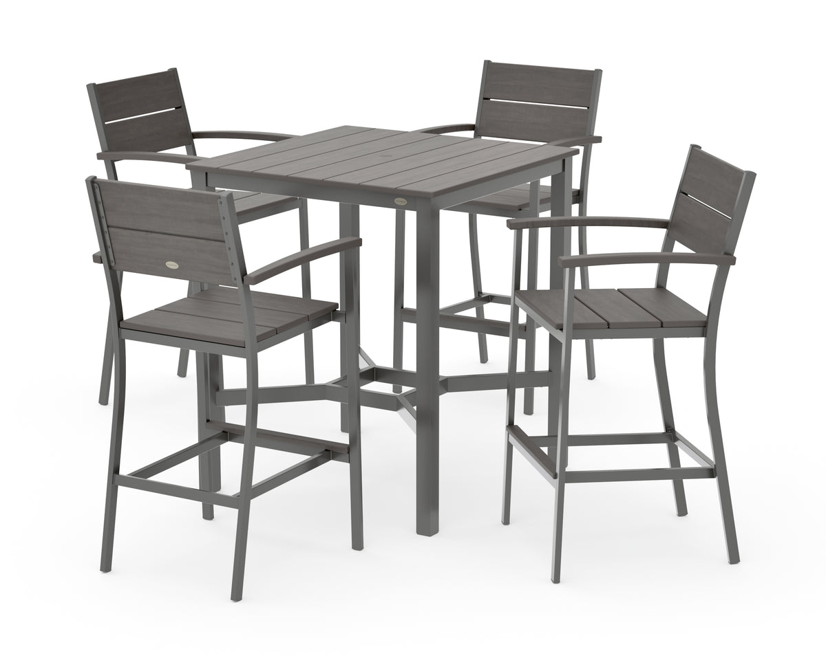 POLYWOOD Main Street 5-Piece Bar Set in Charcoal / Driftwood