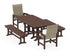 POLYWOOD Coastal Woven High-Back 5-Piece Dining Set with Benches in Mahogany / Dune Grass