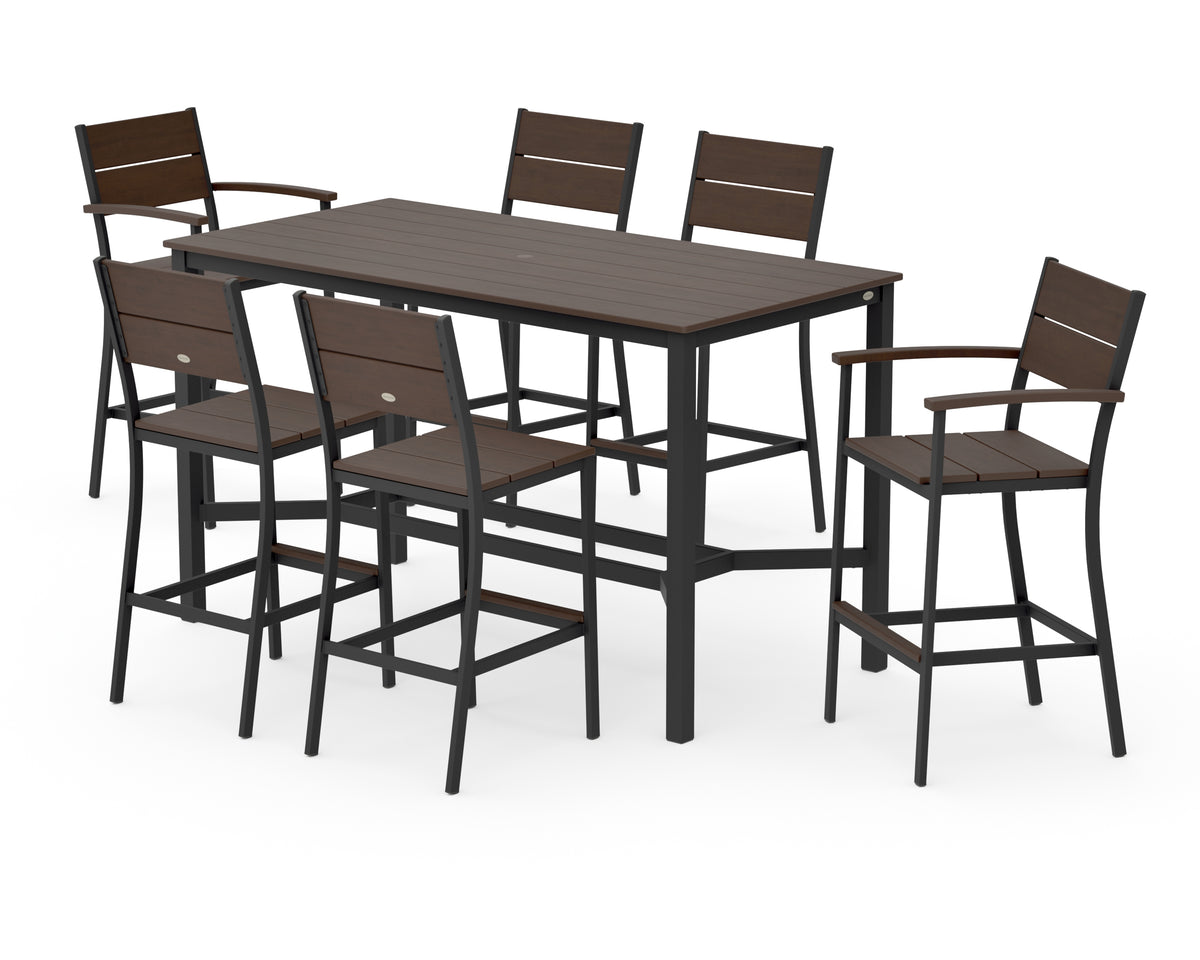 POLYWOOD Main Street 7-Piece Bar Set in Black / Kona
