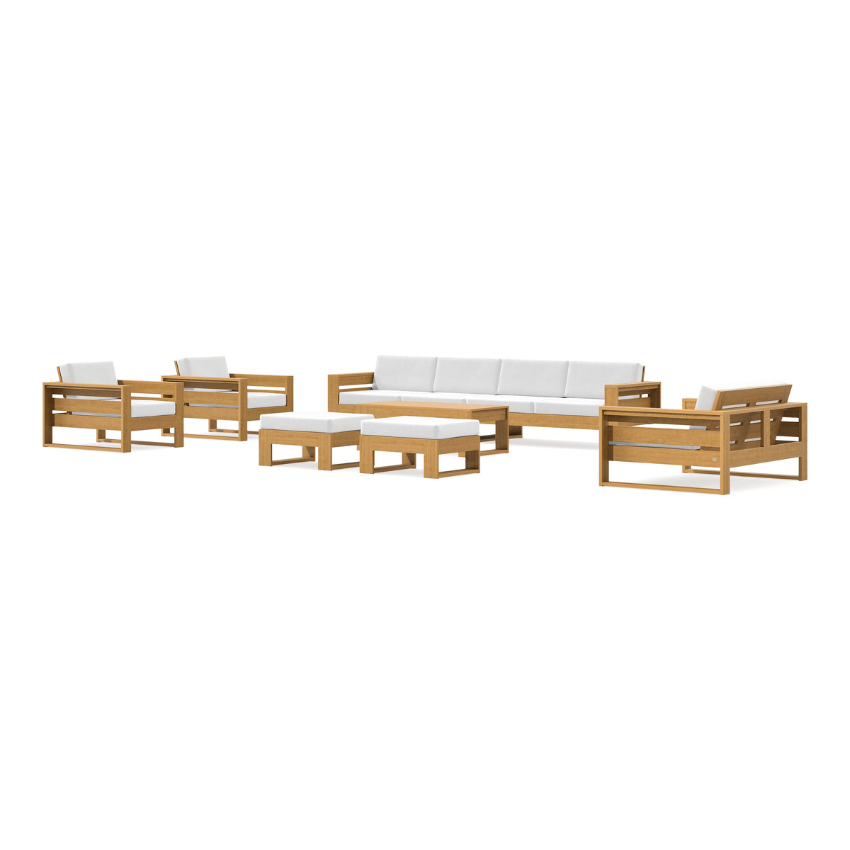 POLYWOOD PW Designer Series Latitude 8-Piece Lounge Sofa Set in Natural / Natural