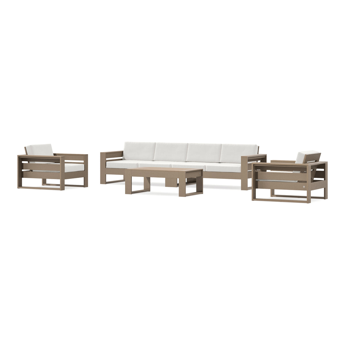 POLYWOOD PW Designer Series Latitude 5-Piece Lounge Sofa Set in Vintage Sahara / Natural Linen