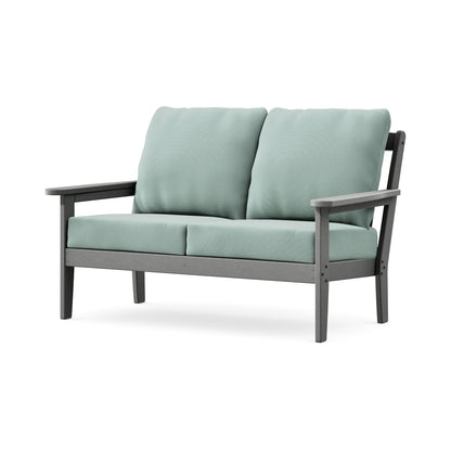 POLYWOOD Cottage Deep Seating Loveseat in Slate Grey / Spa