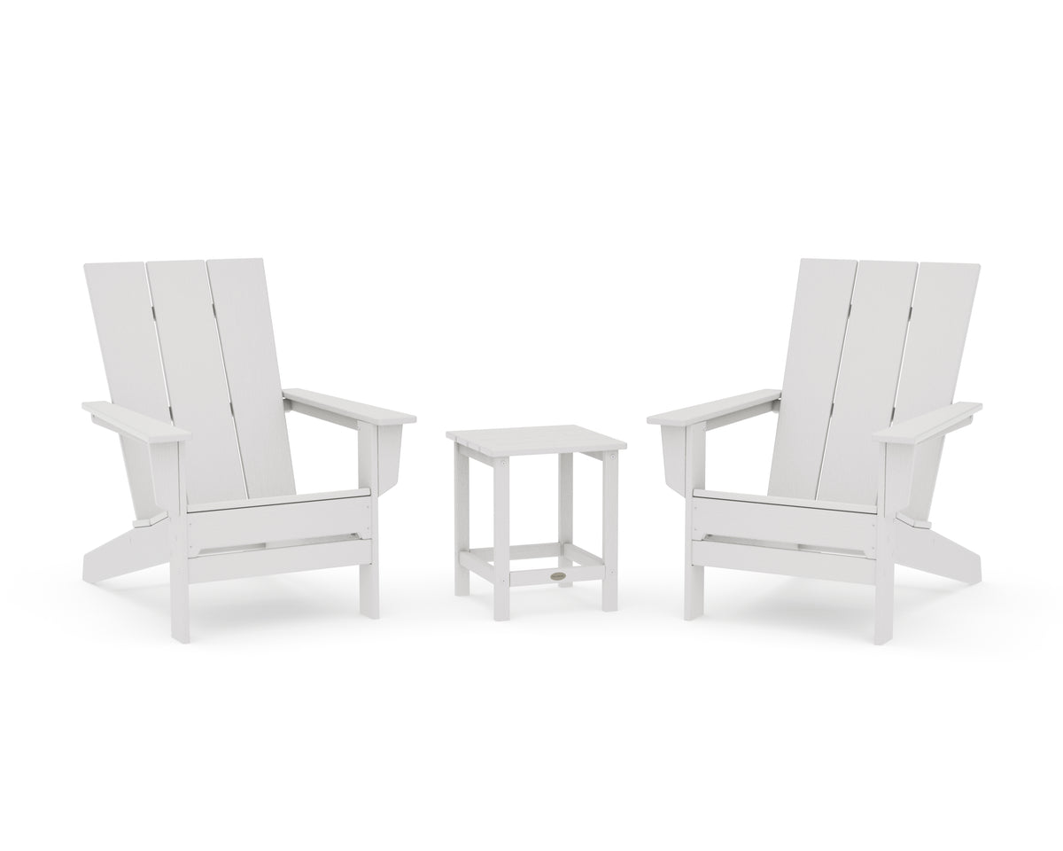 POLYWOOD 3-Piece Modern Studio Adirondack Set in Vintage White