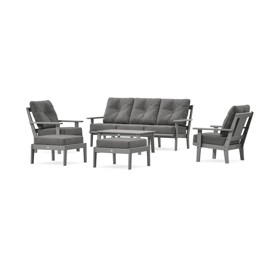 POLYWOOD Prairie 6-Piece Lounge Sofa Set in Slate Grey