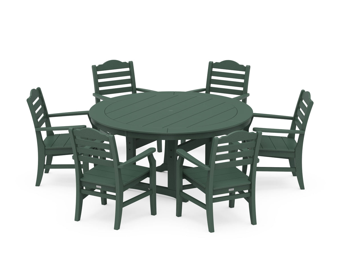 POLYWOOD Savannah 7-Piece Arm Chair Round Dining Set in Green