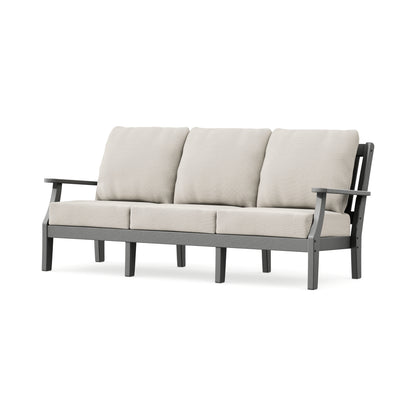 POLYWOOD Chinoiserie Deep Seating Sofa in Slate Grey / Dune Burlap