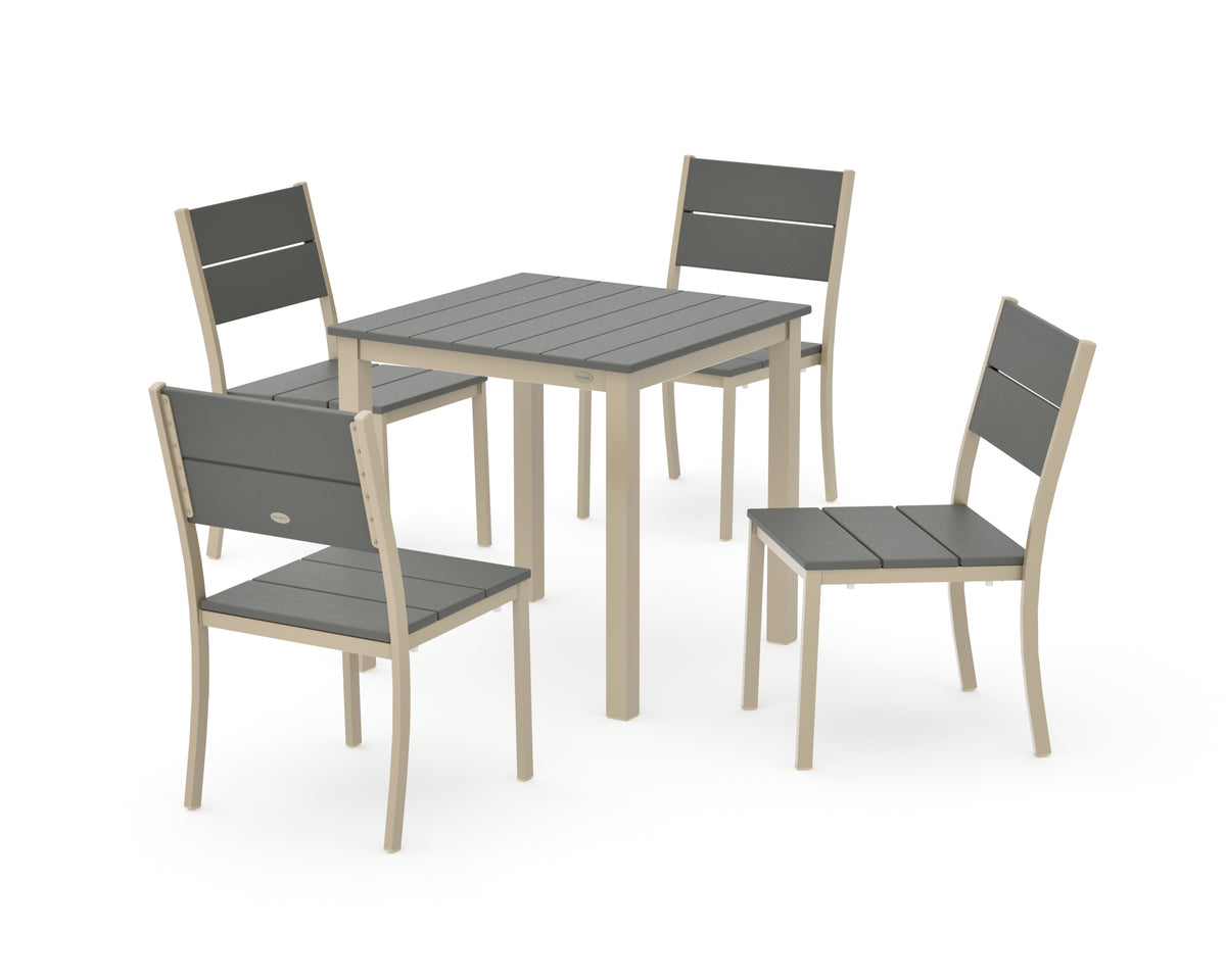 POLYWOOD Main Street 5-Piece Square Dining Set- Small in Sand / Slate Grey