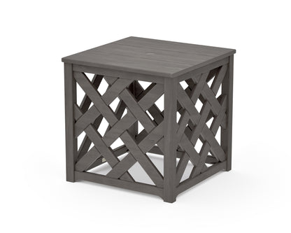 POLYWOOD Wovendale Accent Umbrella Table in Driftwood
