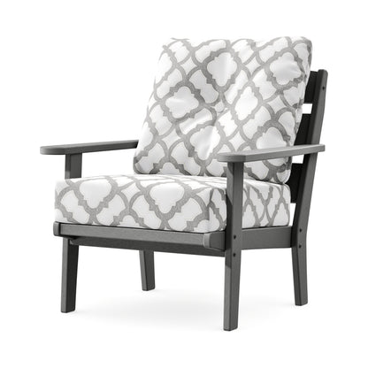 POLYWOOD Lakeside Deep Seating Chair in Slate Grey / Trellis Grey Mist