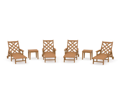 POLYWOOD Wovendale 6-Piece Chaise Set with Arms and Wheels in Natural