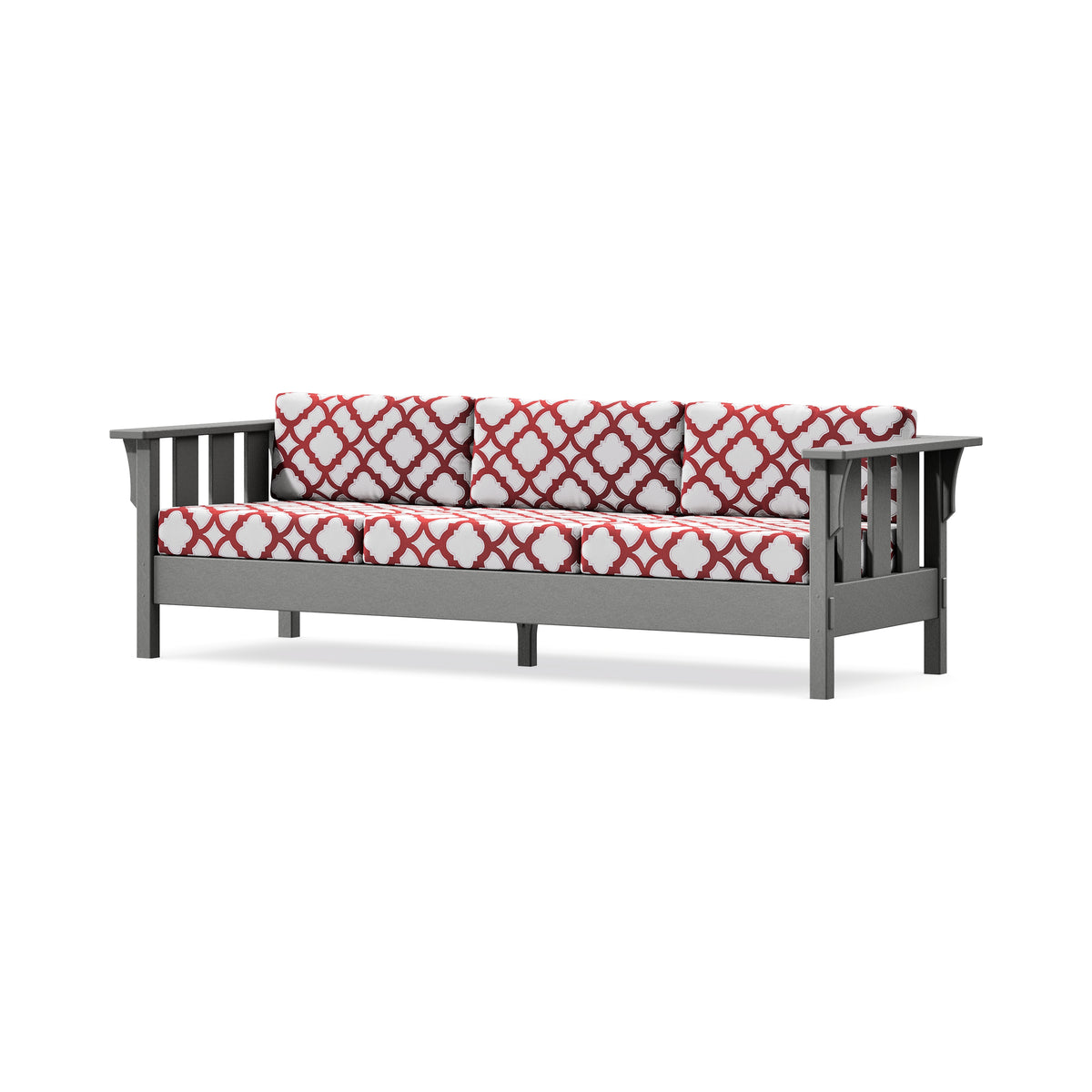 POLYWOOD Acadia Deep Seating Sofa in Slate Grey / Trellis Crimson