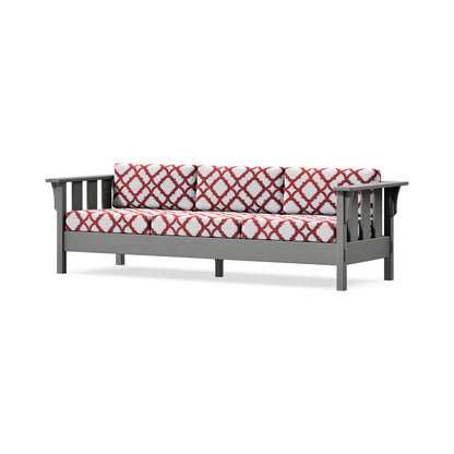 POLYWOOD Acadia Deep Seating Sofa in Slate Grey / Trellis Crimson