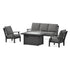 POLYWOOD Braxton Deep Seating Fire Pit Table Set in Black