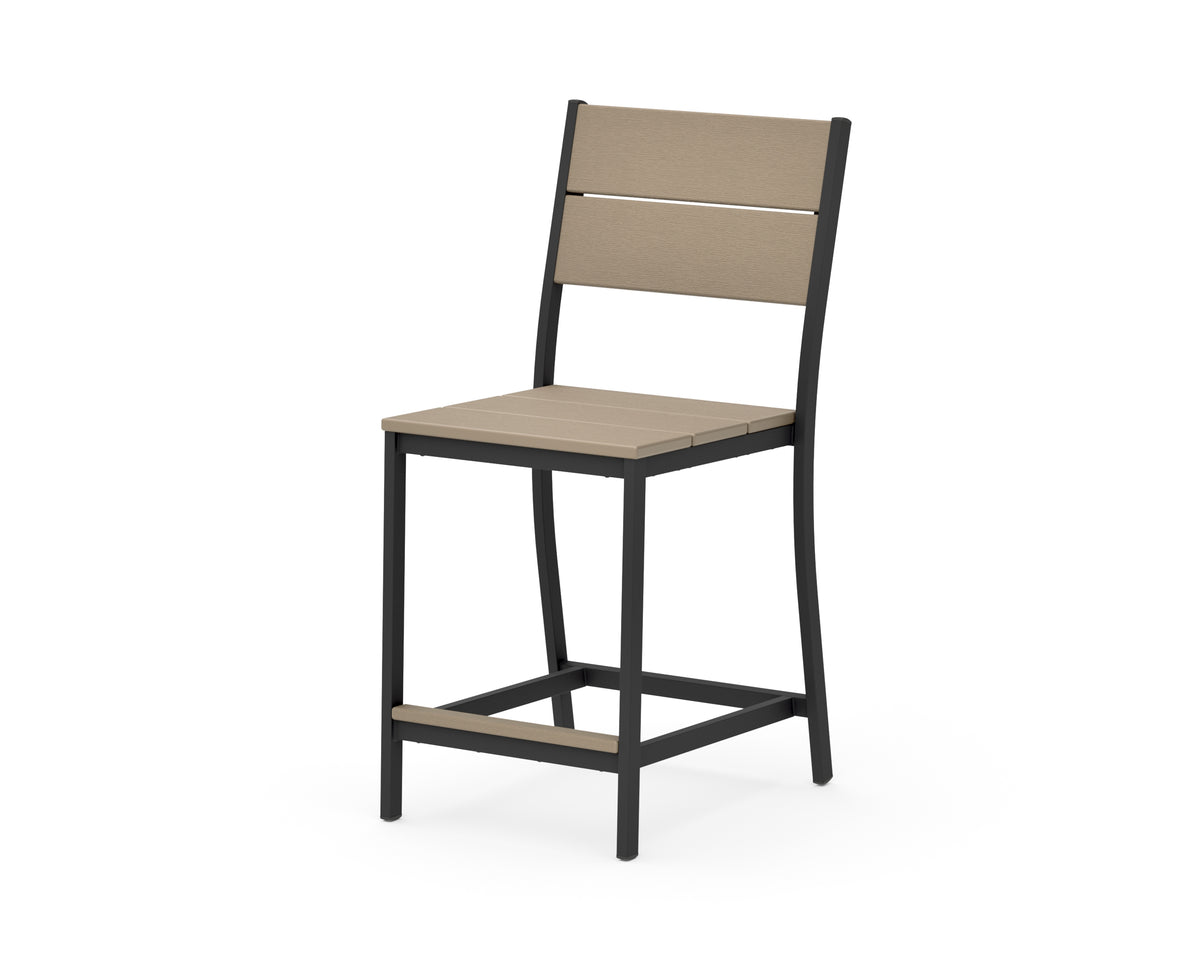 POLYWOOD Main Street Counter Side Chair in Black / Vintage Sahara