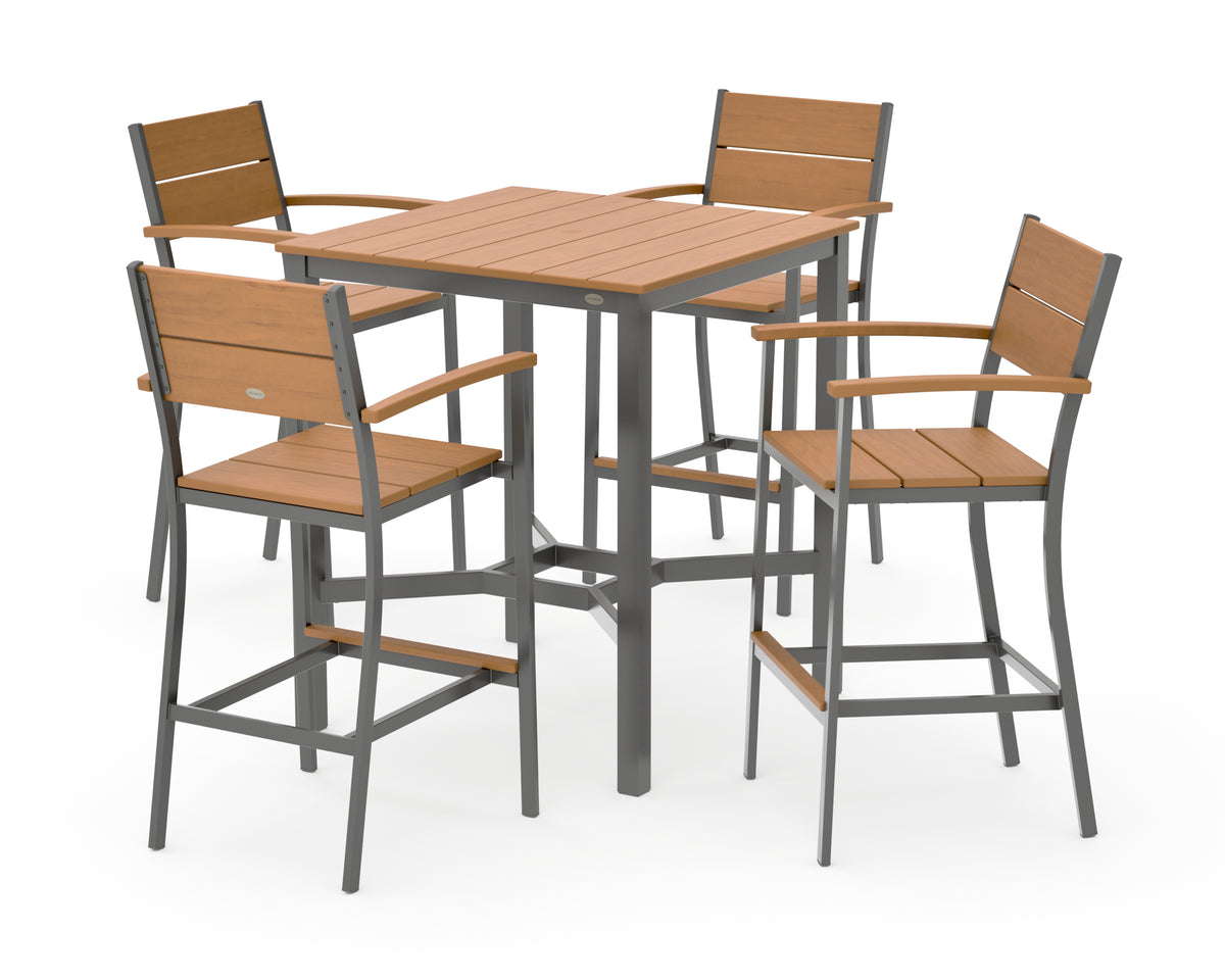 POLYWOOD Main Street 5-Piece Bar Set in Charcoal / Natural