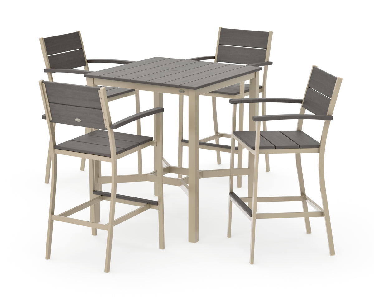 POLYWOOD Main Street 5-Piece Bar Set in Sand / Driftwood