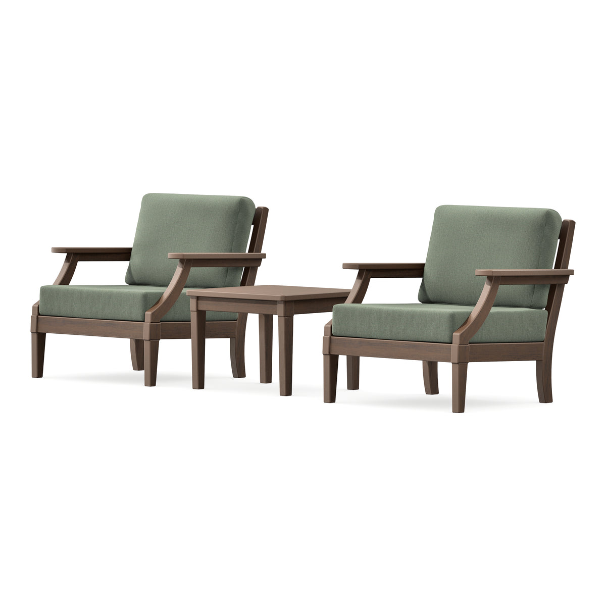 POLYWOOD PW Designer Series Estate 3-Piece Lounge Chair Set in Kona / Cast Sage