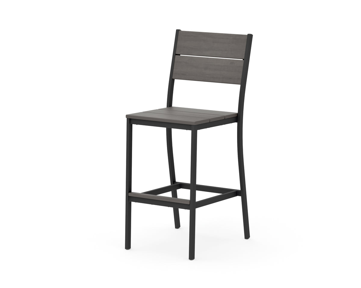 POLYWOOD Main Street Bar Side Chair in Black / Driftwood