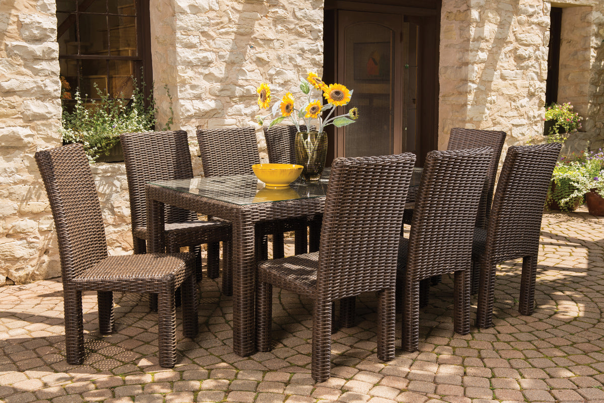 Lloyd Flanders Mesa 72" Rectangular Umbrella Dining Table, lifestyle photo 3