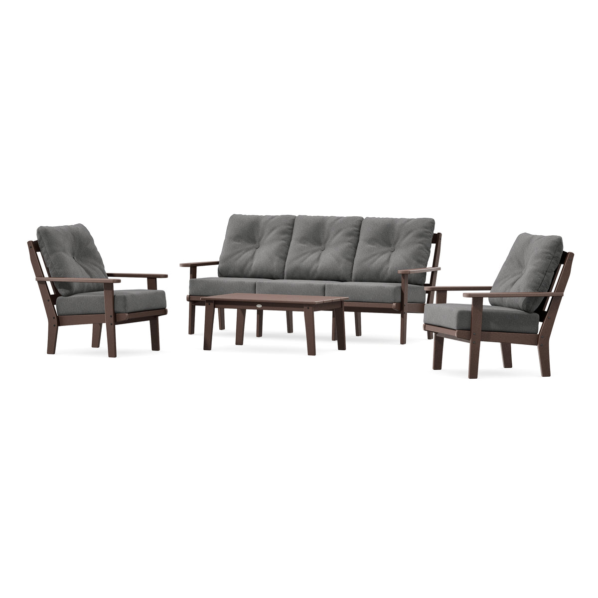 POLYWOOD Mission 4-Piece Deep Seating Set with Sofa in Mahogany