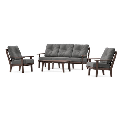 POLYWOOD Mission 4-Piece Deep Seating Set with Sofa in Mahogany