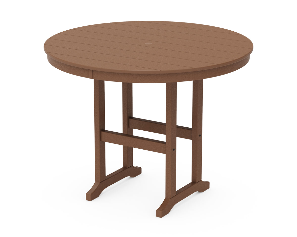 POLYWOOD 48" Round Farmhouse Counter Table in Teak